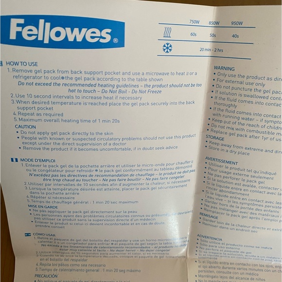 Fellowes back support (NWOT) - Picture 3 of 3